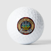 Clan MacLachlan Crest over Tartan Golfballen (Voorkant)