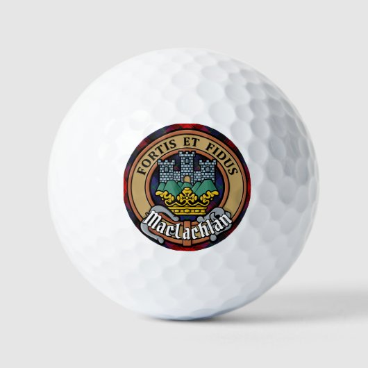 Clan MacLachlan Crest over Tartan Golfballen (Voorkant)