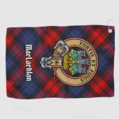 Clan MacLachlan Crest over Tartan Golfhanddoek (Horizontaal)
