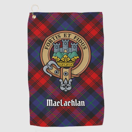 Clan MacLachlan Crest over Tartan Golfhanddoek (Voorkant)