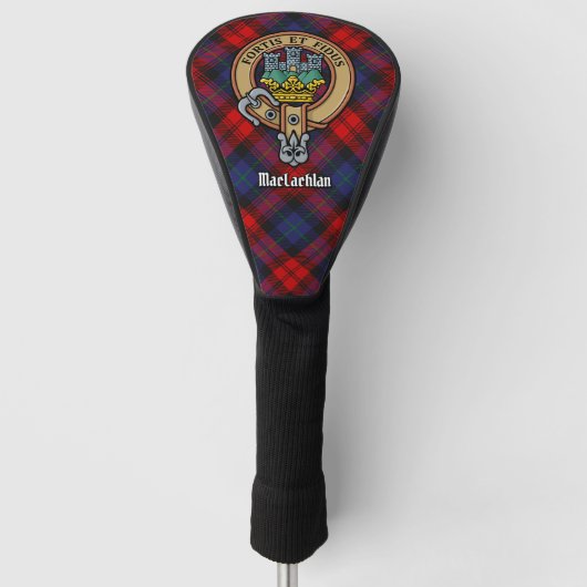 Clan MacLachlan Crest over Tartan Golfheadcover (Voorkant)