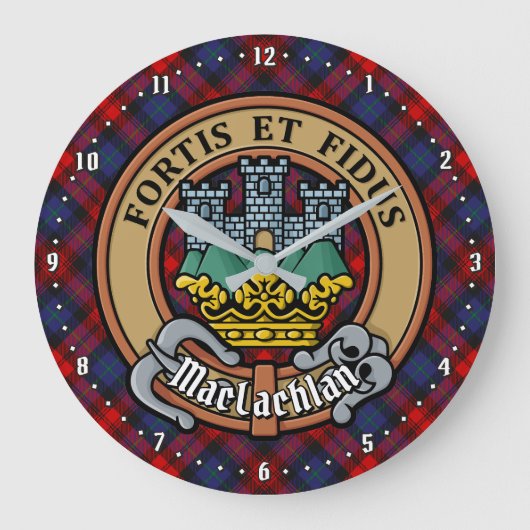 Clan MacLachlan Crest over Tartan Grote Klok (Voorkant)