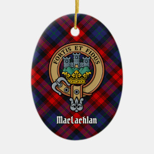 Clan MacLachlan Crest over Tartan Keramisch Ornament