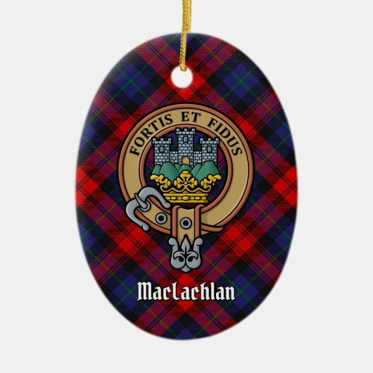 Clan MacLachlan Crest over Tartan Keramisch Ornament (Voorkant)