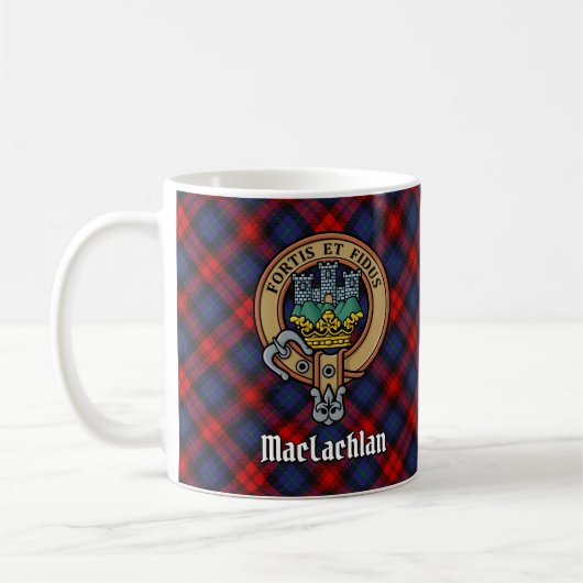 Clan MacLachlan Crest over Tartan Koffiemok (Links)