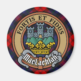 Clan MacLachlan Crest over Tartan Magneet