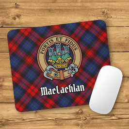 Clan MacLachlan Crest over Tartan Muismat