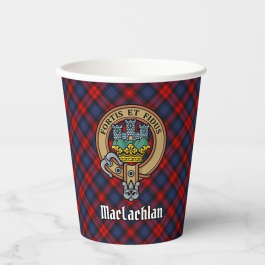 Clan MacLachlan Crest over Tartan Papieren Bekers (Voorkant)