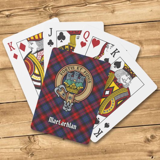 Clan MacLachlan Crest over Tartan Pokerkaarten