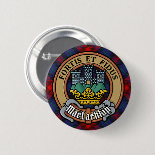Clan MacLachlan Crest over Tartan Ronde Button 5,7 Cm