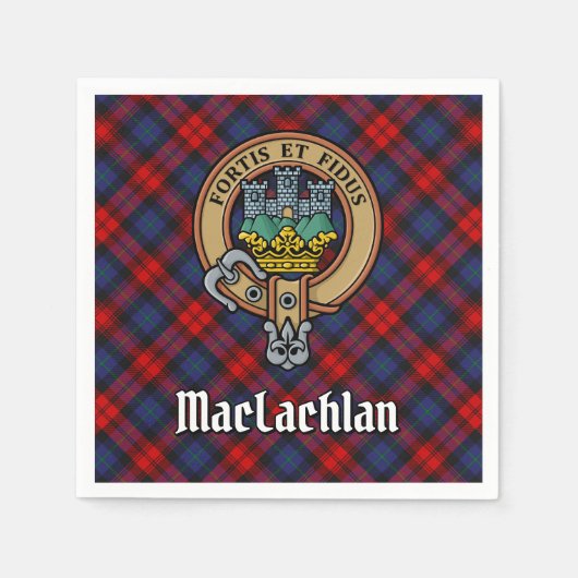 Clan MacLachlan Crest over Tartan Servet (Voorkant)