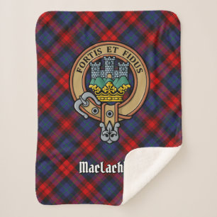 Clan MacLachlan Crest over Tartan Sherpa Deken