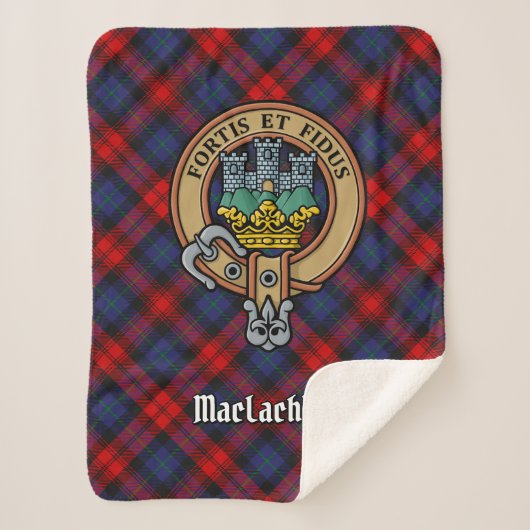 Clan MacLachlan Crest over Tartan Sherpa Deken (Voorkant)