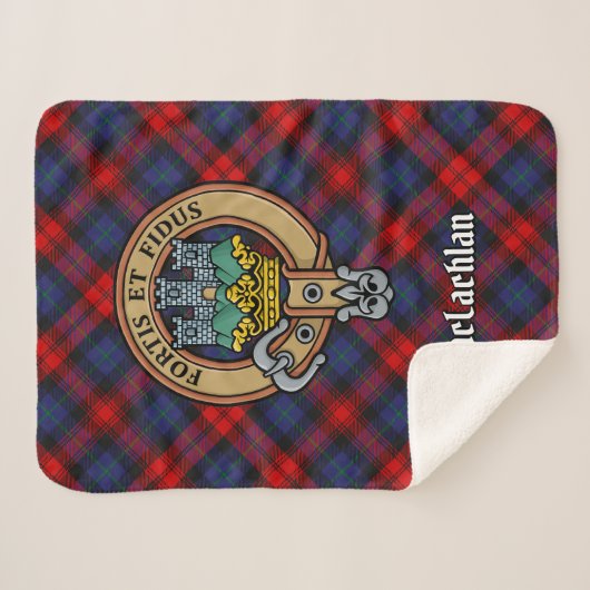 Clan MacLachlan Crest over Tartan Sherpa Deken (Voorkant (horizontaal))
