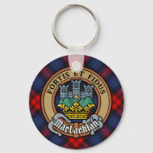 Clan MacLachlan Crest over Tartan Sleutelhanger (Voorkant)