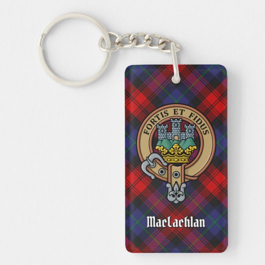 Clan MacLachlan Crest over Tartan Sleutelhanger (Voorkant)