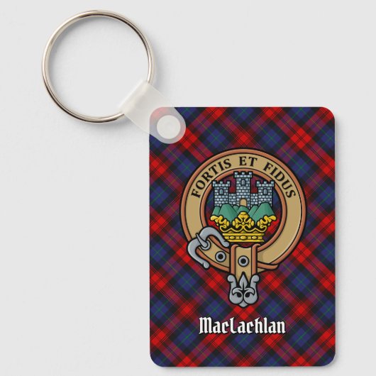 Clan MacLachlan Crest over Tartan Sleutelhanger (Voorkant)
