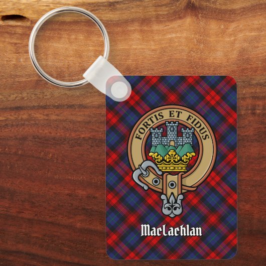 Clan MacLachlan Crest over Tartan Sleutelhanger (Voorkant)