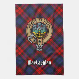 Clan MacLachlan Crest over Tartan Theedoek