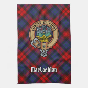 Clan MacLachlan Crest over Tartan Theedoek