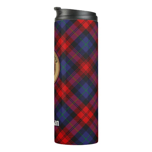 Clan MacLachlan Crest over Tartan Thermosbeker (Geroteerd rechts)