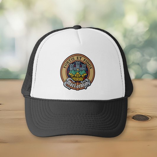 Clan MacLachlan Crest over Tartan Trucker Pet