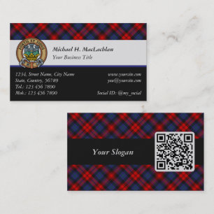 Clan MacLachlan Crest over Tartan Visitekaartje