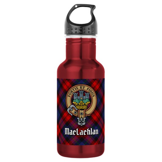 Clan MacLachlan Crest over tartan Waterfles (Voorkant)