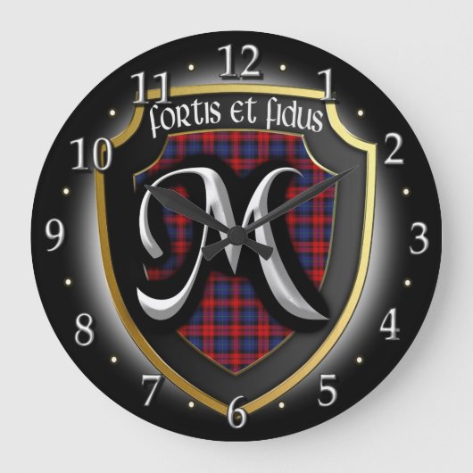 Clan MacLachlan Tartan Clock Grote Klok (Voorkant)