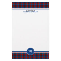 Clan MacLachlan Tartan Rood en Blauw Plaid Monogra
