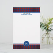 Clan MacLachlan Tartan Rood en Blauw Plaid Monogra Briefpapier (Staand voorkant)