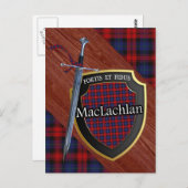 Clan MacLachlan Tartan Zwaard & Schild Briefkaart (Voorkant / Achterkant)