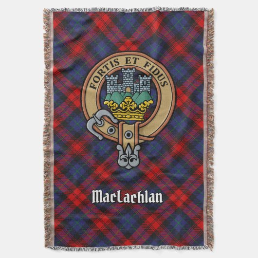 Clan MacLachlan Wapen over Tartan Deken (Voorkant Verticaal)