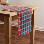 Clan MacLaine Bright Red en Sky Blue Tartan Korte Tafelloper (Voorbeeld)