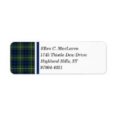 Clan MacLaren Blauw en Groen Schots Tartan Etiket (Voorkant)
