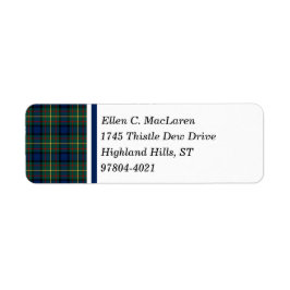 Clan MacLaren Blauw en Groen Schots Tartan Etiket