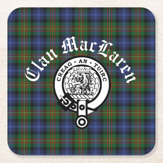 Clan MacLaren Crest Badge & Tartan  Kartonnen Onderzetters (Voorkant)