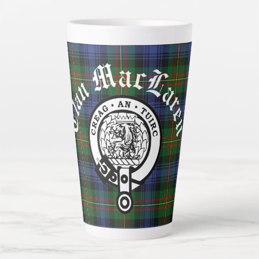 Clan MacLaren Crest Badge & Tartan Latte Mok (Voorkant)