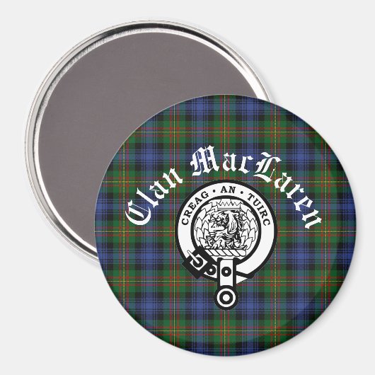 Clan MacLaren Crest Badge & Tartan  Magneet (Voorkant / Achterkant)