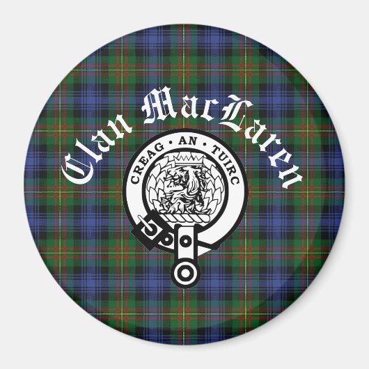 Clan MacLaren Crest Badge & Tartan  Magneet (Voorkant)