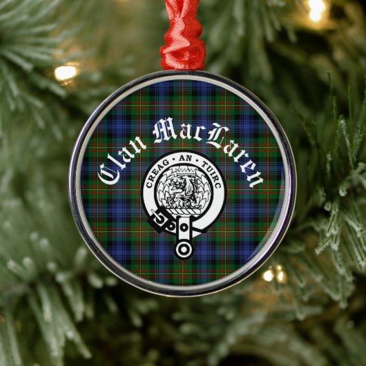 Clan MacLaren Crest Badge & Tartan  Metalen Ornament (Boom)