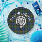 Clan MacLaren Crest Badge & Tartan  Papieren Bordje (Feest)