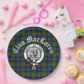 Clan MacLaren Crest Badge & Tartan  Papieren Bordje (Feest)
