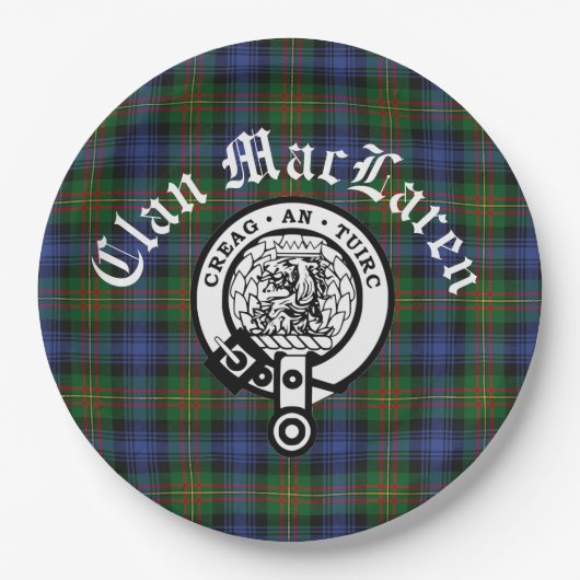 Clan MacLaren Crest Badge & Tartan  Papieren Bordje (Voorkant)