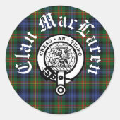 Clan MacLaren Crest Badge & Tartan Ronde Sticker (Voorkant)
