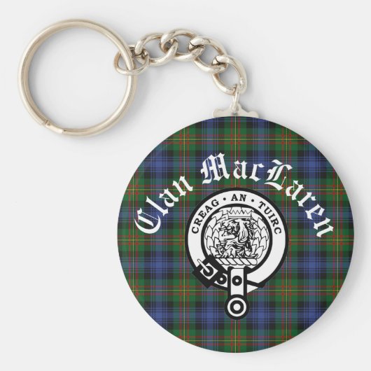 Clan MacLaren Crest Badge & Tartan  Sleutelhanger (Voorkant)
