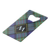 Clan MacLaren Crest over Tartan Creditkaart Flessenopener (Voorkant Gekanteld)