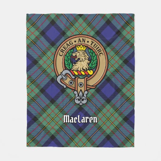 Clan MacLaren Crest over Tartan Fleece Deken (Voorkant)