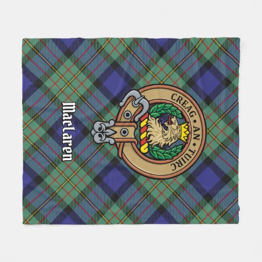 Clan MacLaren Crest over Tartan Fleece Deken (Voorkant (Horizontaal))