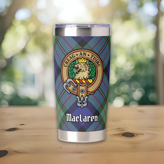 Clan MacLaren Crest over Tartan Geïsoleerde Drinkbeker